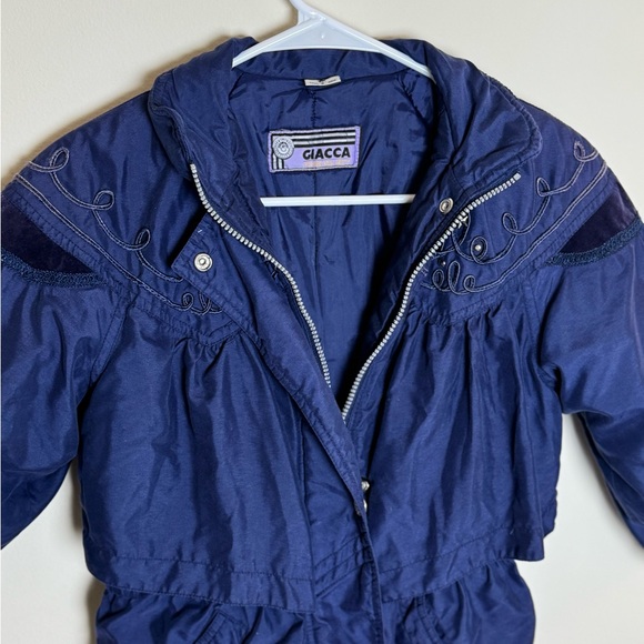 Vintage Giacca Deep Blue Kids Puffer Coat size 6x - Picture 2 of 3